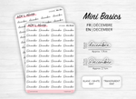 Planche de mini stickers mois de l'année - 1 ou 12 mois - Papier autocollant blanc ou transparent - Planner stickers - Bullet Journal