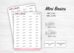 Planche de mini stickers mois de l'année - 1 ou 12 mois - Papier autocollant blanc ou transparent - Planner stickers - Bullet Journal