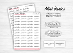 Mini script stickers - Months - Planner stickers - Minimal, functional stickers - Bullet Journal - Sticker sheet - 48 mini icons