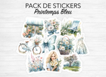 Sticker sheets - "Blue Spring" - Watercolor illustrations : spring, flowers, butterfly, pastel - Bullet Journal / Planner sticker sheet