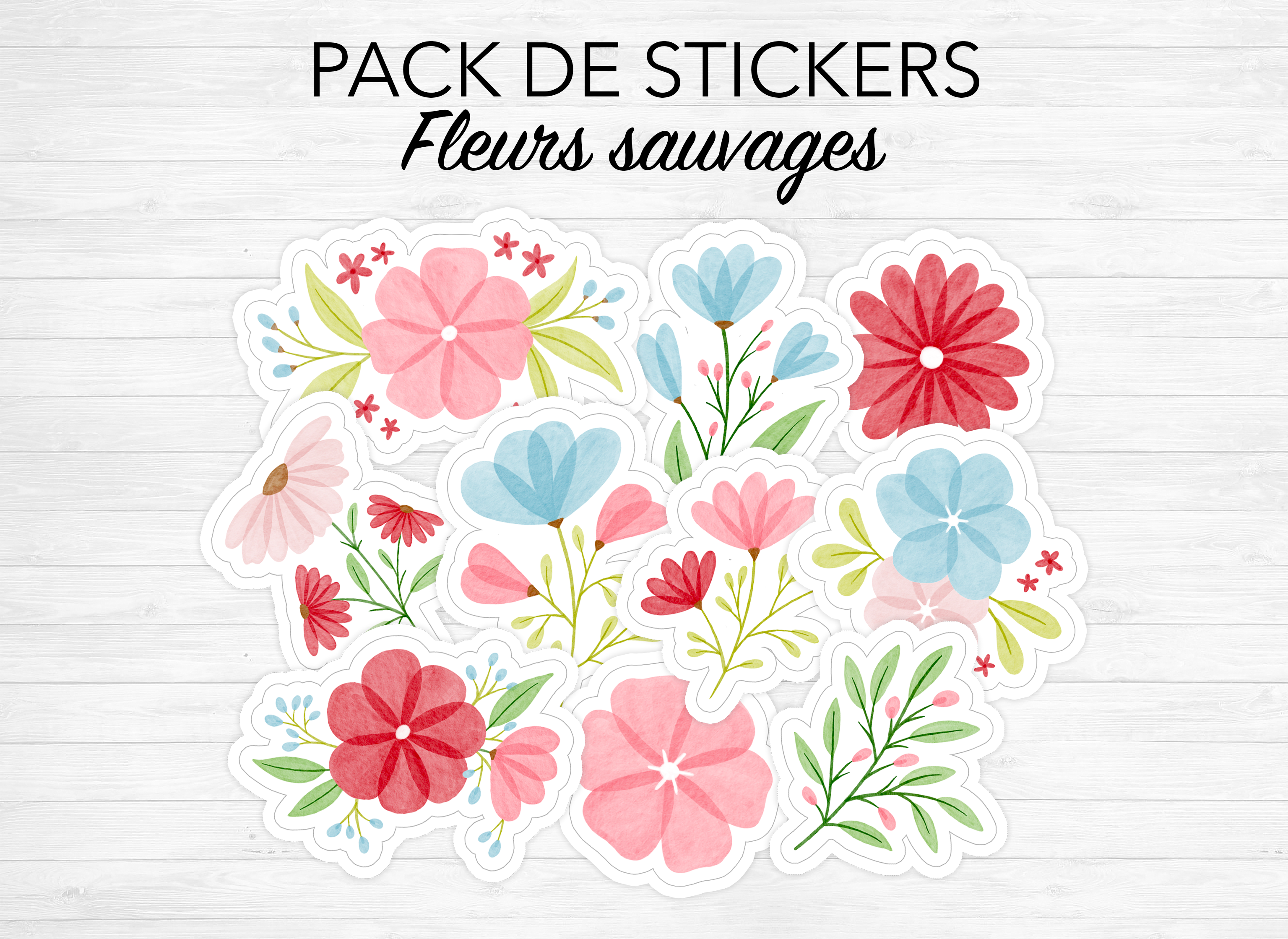 Sg-2103 Fleurs Sauvages Stickers Muraux Stickers Muraux Peler Et