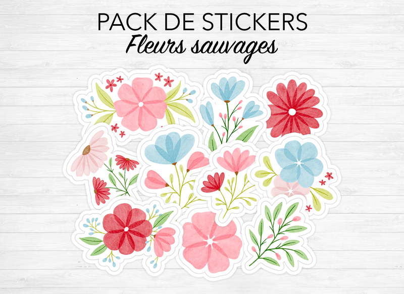 Pack de stickers Fleurs Sauvages - 10 grands stickers fleuris (entre –  AdyLShop