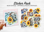 Stationery box "Bon Voyage" - Sticker sheets, die-cut stickers, washi tape - Travel, summer, road trip, sunflowers - Bullet Journal, Planner