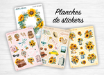 Stationery box "Bon Voyage" - Sticker sheets, die-cut stickers, washi tape - Travel, summer, road trip, sunflowers - Bullet Journal, Planner
