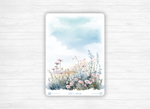 Planches de Stickers "Printemps Bleu" - Autocollants sur le thème du printemps, fleurs, papillons, tons bleutés - Page de couverture mensuelle - Bullet Journal Planner