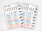 Planches de Stickers "Printemps Bleu" - Autocollants sur le thème du printemps, fleurs, papillons, tons bleutés - Bullet Journal Planner