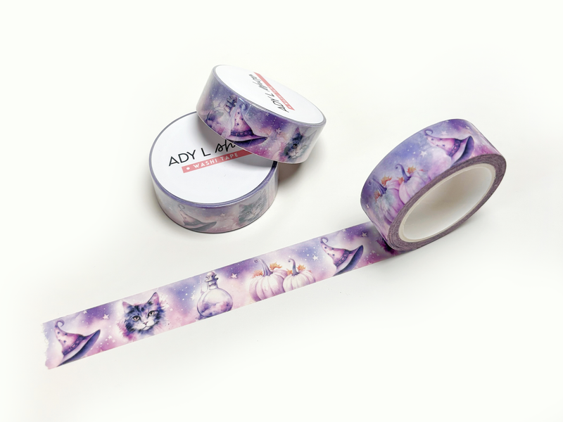 Washi tape - Purple Halloween - Magic, witchcraft, potion - 15mm x 10m - Bullet Journal, scrapbooking, stationery