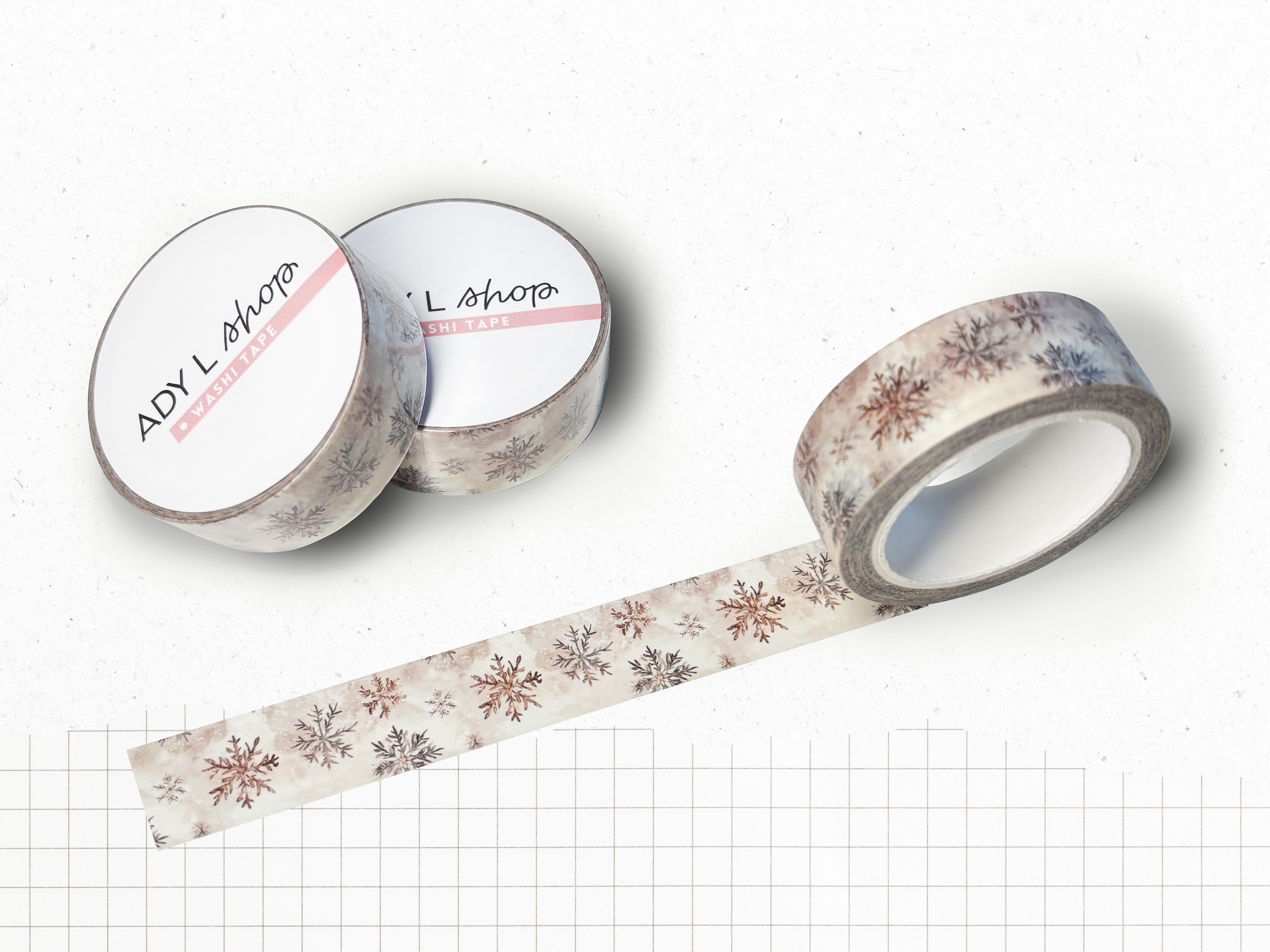 Washi tape - Cocooning Winter - Snowflake pattern - 15mm x 10m - Bullet Journal, scrapbooking, stationery