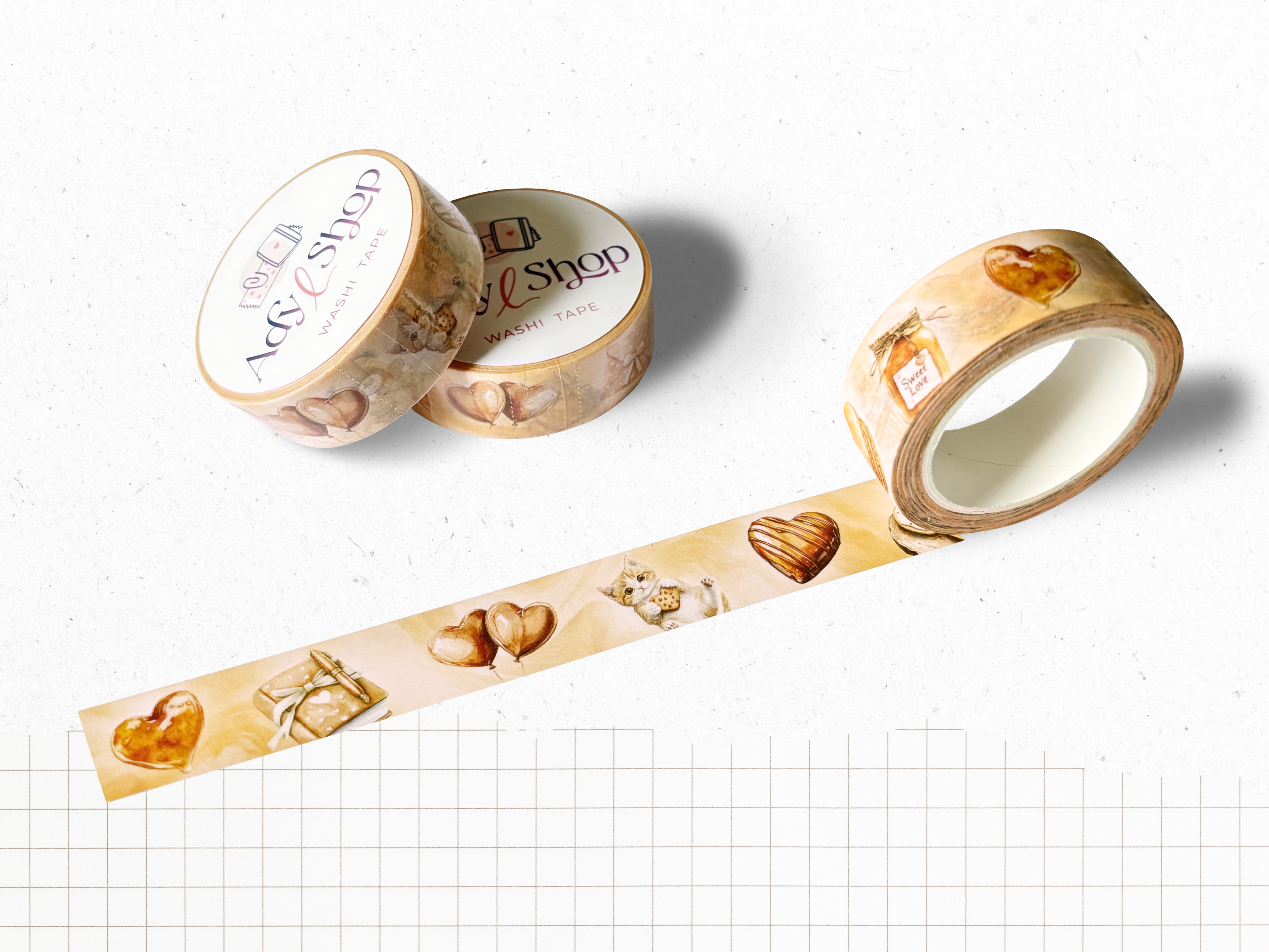 Washi tape "Burgundy Fall" - Roll of decorative adhesive paper (15mm x 10m)