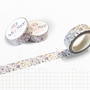 Washi tape "Enchanté" - Rouleau de papier adhésif décoratif sur le thème du printemps - Motif floral et lunes (15mm x 10m)