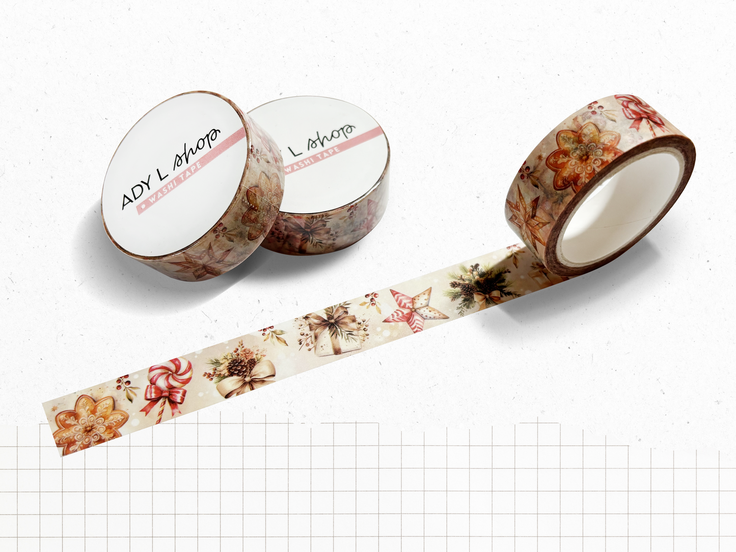 Washi tape - Cocooning Winter - Snowflake pattern - 15mm x 10m - Bullet Journal, scrapbooking, stationery