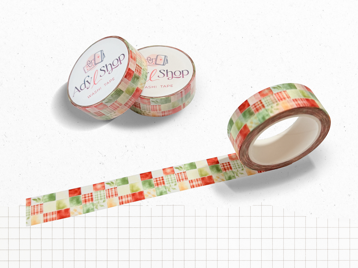 Washi tape "Denim & Coffee" - Roll of decorative adhesive paper (15mm x 10m)