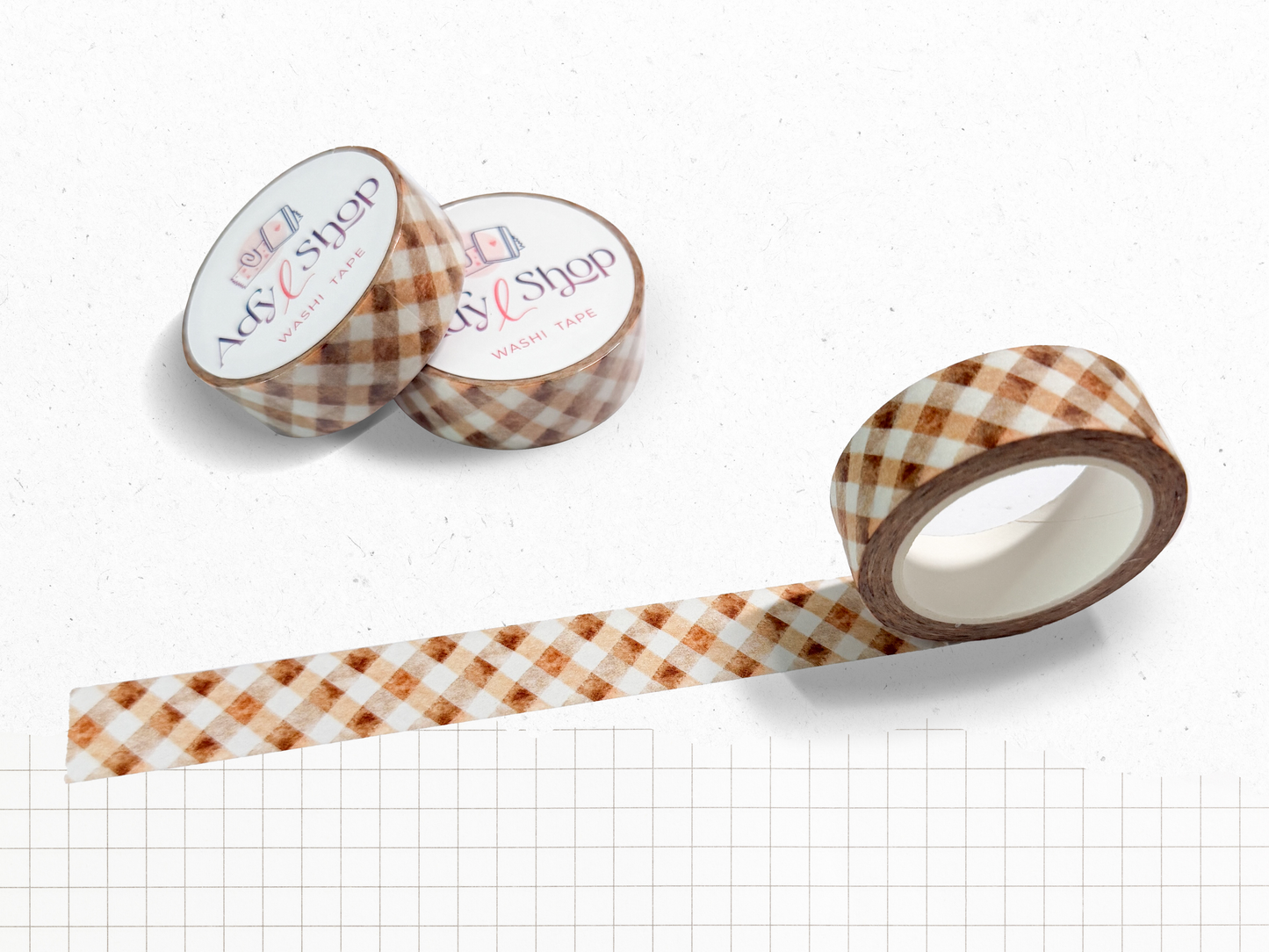 Washi tape "Denim & Coffee" - Roll of decorative adhesive paper (15mm x 10m)