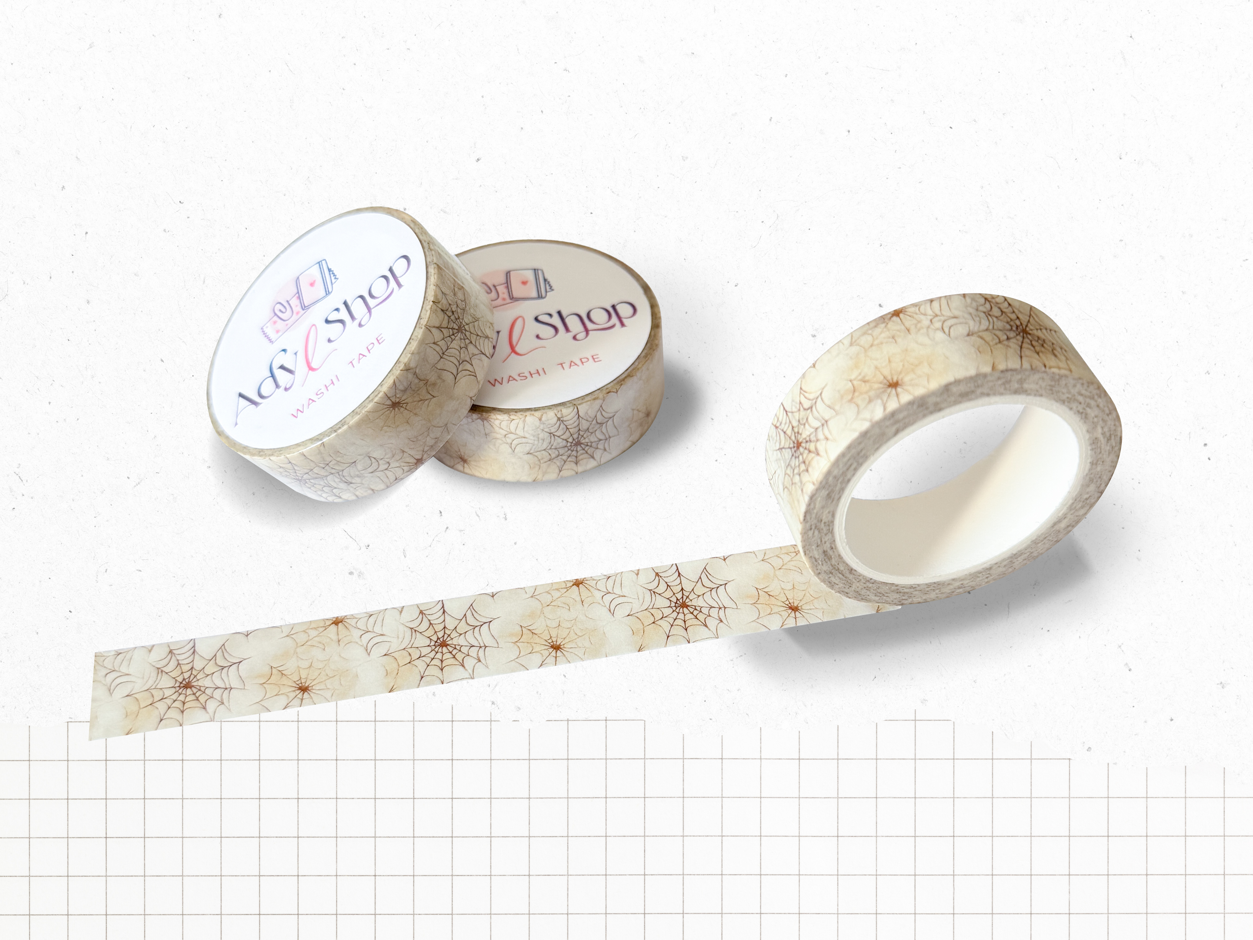 Washi tape "Spooky & Cozy" - Rouleau de papier adhésif décoratif - Halloween et toiles d'araignée - (15mm x 10m)