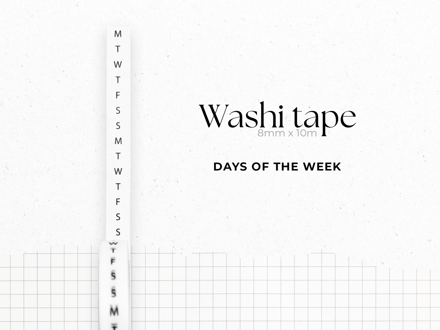 Washi tape "Dates et Jours" - Rouleau de papier adhésif dates et jours (8mm x 10m)