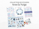 Collection complètes de stickers "Sous la Neige" - Autocollants sur le thème de l'hiver, froid, Noël, flocons de neige, bleu- Bullet Journal/Planner