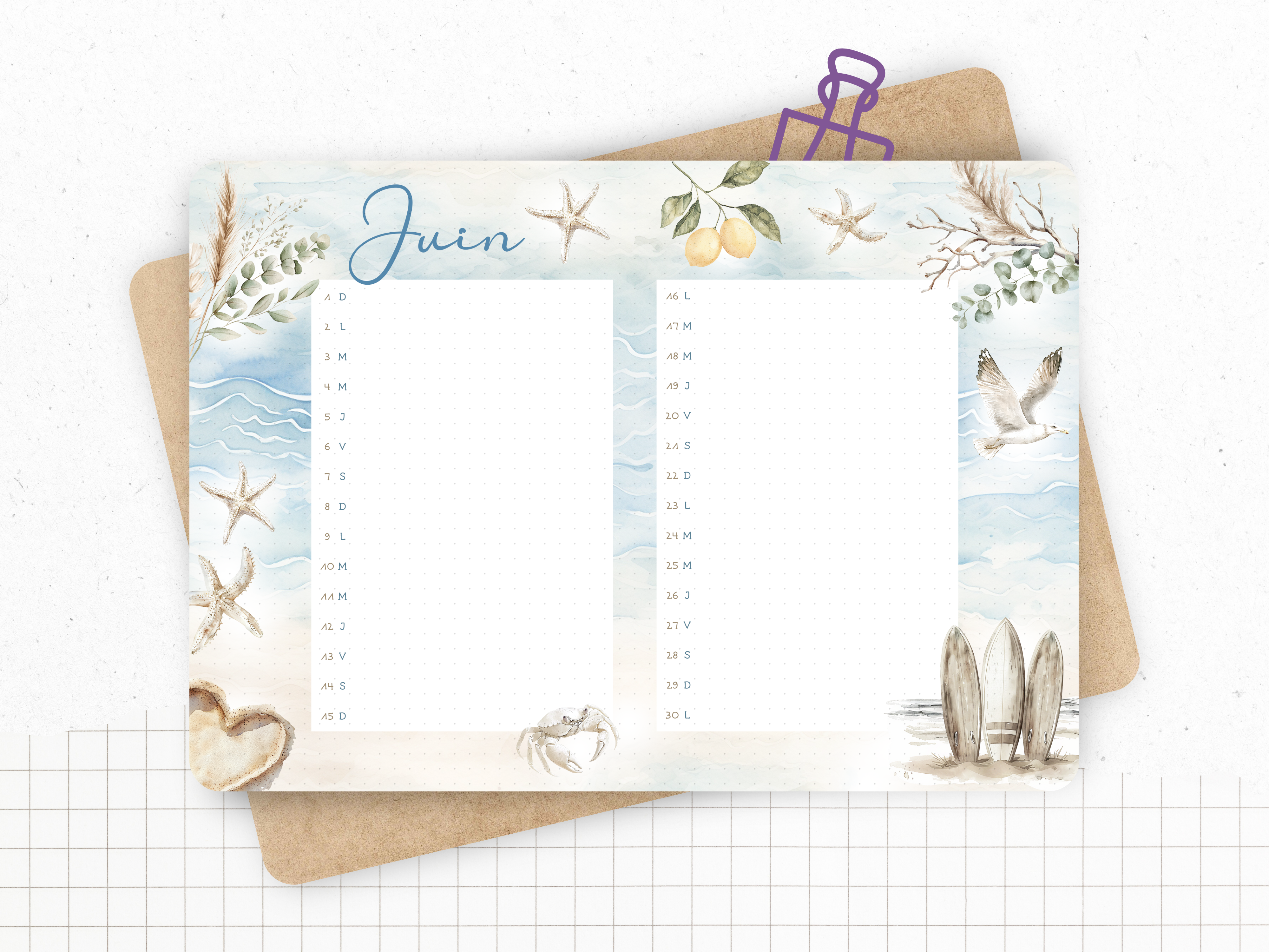 Calendrier "Brise Océane"