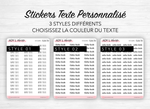 Planche de stickers "Texte Personnalisé", police & couleur au choix - Votre texte en autocollants pour Bullet Journal, Planner