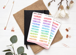 Watercolor headers sticker sheet : 20 header stickers - Title, date - Colorful stickers - Bullet Journal & Planner - Journaling