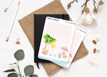 Sticker "Vacances d'été" - Plage, vacances au soleil, palmier, soleil, mer - Page de couverture - Aquarelle - Bullet Journal & Planner