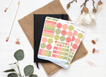 Planche Stickers Palette de Couleurs "Pastèques" différentes formes géométriques - Vert, rose - Eté - Bullet Journal & Planner - Journaling