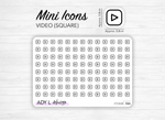 Mini icon stickers - Video - YouTube, music, video player - Planner stickers - Minimal, functional stickers - Bullet Journal - 88 mini icons
