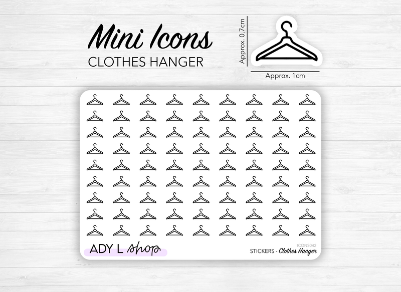 Mini icon stickers - Clothes Hanger - Clothes, wardrobe - Minimal, functional stickers - Bullet Journal - Sticker sheet - 81 mini icons