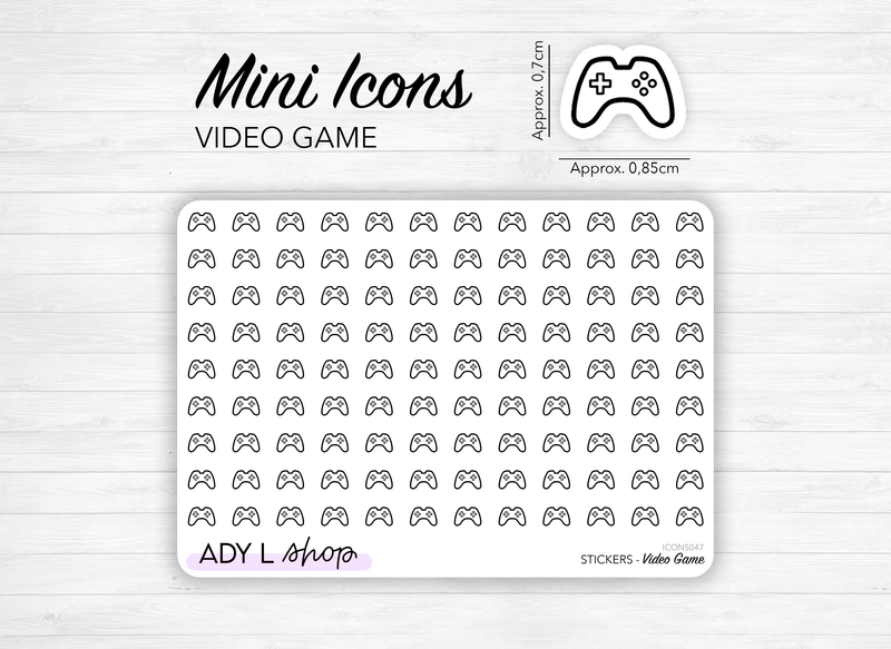Planche de stickers mini icônes "Jeu Vidéo" - manette de jeu vidéo, gaming - Mini icon - Planner stickers - Minimal - Bullet Journal