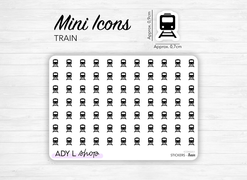 Planche de stickers mini icônes "Train" - Voyage, transport, vacances, gare - Mini icon - Planner stickers - Minimal - Bullet Journal
