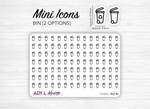 Planche de stickers mini icônes "poubelle" - Ordures ménagères, recyclage, déchets - Mini icon - Planner stickers - Minimal - Bullet Journal