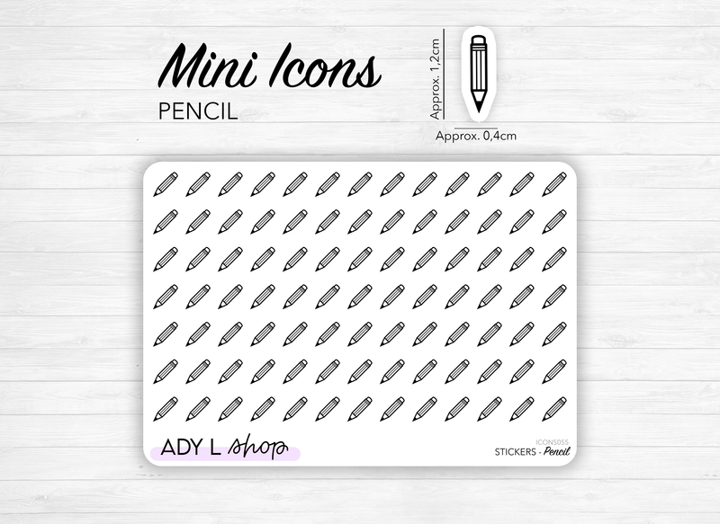 Planche de stickers mini icônes "Crayon" - Ecriture, journal, stylo, papier - Mini icon - Planner stickers - Minimal - Bullet Journal