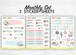 Monthly set stickers - "Gentle Winter" - Winter, cold, doodles, headers, days of the week - Bullet Journal, planner - 3 sticker sheets