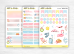 Monthly set stickers - "Summertime" - Summer, beach, sun, holiday - for your Bullet Journal, planner - 3 sheets (headers, days, doodles)