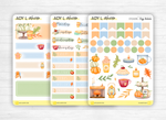 Monthly set stickers - "Cozy Autumn" - Fall, pumpkins, cocooning - for your Bullet Journal, planner - 3 sheets (headers, days, doodles)