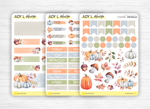 Monthly set stickers - "Fall Harvest" - Pumpkins, mushrooms, acorns - for your Bullet Journal, planner - 3 sheets (headers, days, doodles)