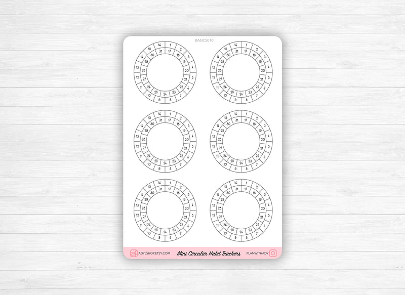Mini circular habit tracker stickers - Bullet Journal & Planner - Journaling