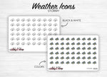 Weather stickers - icons - colors or black and white - different options - Bullet Journal & Planner - Doodles - Journaling