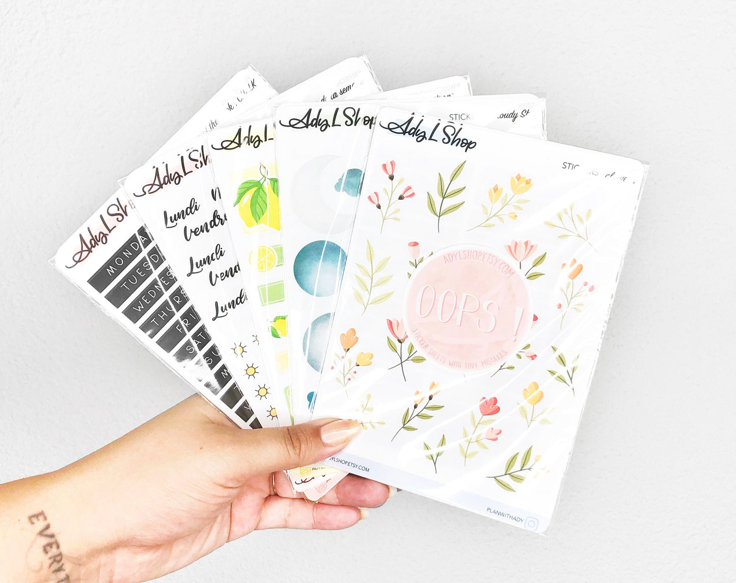 Lot "OOPS" - Lot de 5 planches de stickers (minimum) présentant quelques défauts mais utilisables - Bullet Journal & Planner - Journaling