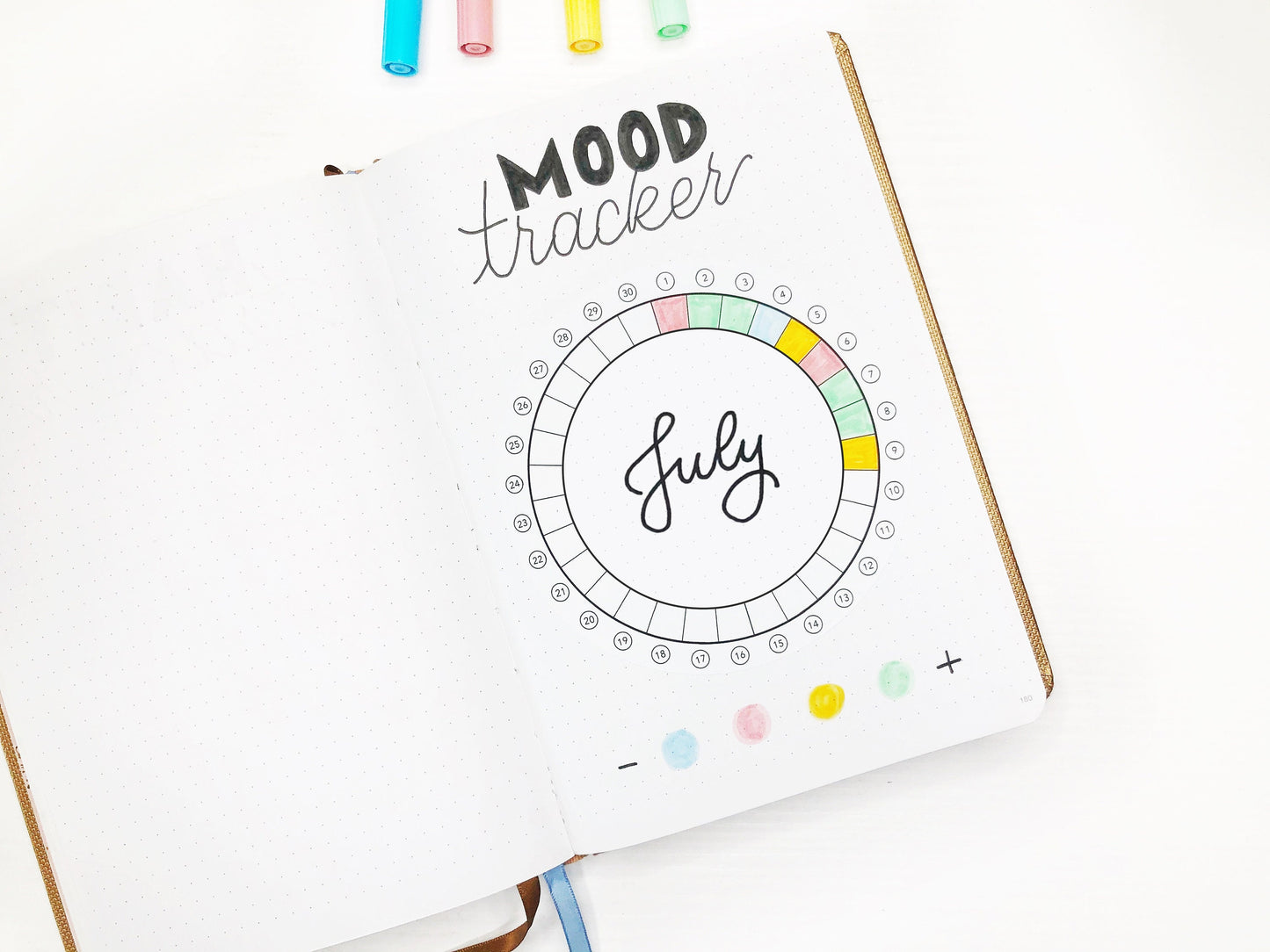 Sticker tracker circulaire - Tracker mensuel - rond - mood tracker, sleep tracker - pour carnet A5 - Bullet Journal & Planner