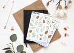 Stickers - "Winter Foliage" - Foliage, branches, mistletoe, holly, pine cones doodles - Bullet Journal & Planner sticker sheet