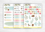 Monthly set stickers - "Winter Foliage" - doodles, headers, days of the week - for your Bullet Journal, planner - 3 sticker sheets
