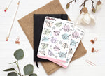 Planche Stickers "Origami" - Grue en papier, Avion en papier, couleurs pastel, autocollants - Bullet Journal & Planner - Journaling
