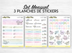 Monthly set stickers - "Origami" - paper cranes, paper planes, pastel colors - for your Bullet Journal, planner - 3 sticker sheets