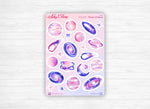 Stickers - "Planets & Galaxies" - Watercolor doodles : space, stars, planets - Celestial colors - Bullet Journal / Planner sticker sheet