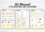 Monthly set stickers - "Wild Flowers" - Flowery stickers, spring, watercolor - for your Bullet Journal, planner - 3 sticker sheets
