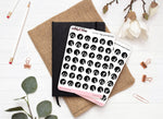Planche Stickers ronds "Jours de la semaine" initiale en blanc écrite à la main dans un cercle noir - Bullet Journal & Planner - Journaling