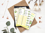 Monthly set stickers - "Daisies" - Flowers, spring, watercolor - for your Bullet Journal, planner - 3 sheets (headers, days, doodles)