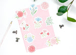 Sticker pack "Wild Flowers" - 10 die-cut stickers - Flowers, spring, watercolor - White matte paper - Bullet Journal & Planner - Journaling 