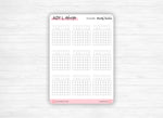 Sticker sheet : 9 mini calendar monthly trackers - Habit tracker - Mood tracker - Journaling