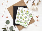 Sticker sheet - "Daisies" - Watercolor doodles : daisy, white flowers, spring, leaves - Bullet Journal / Planner sticker sheet